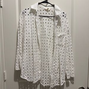 White Polka Dot Long Sleeve Lightweight Jacket